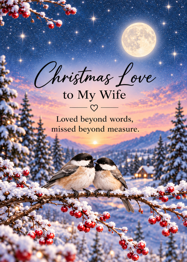 Christmas Card for Wife in Heaven – Winter Birds