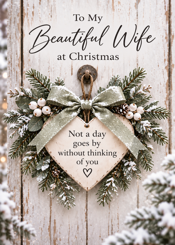 Christmas Card for Wife in Heaven – Heart Wreath
