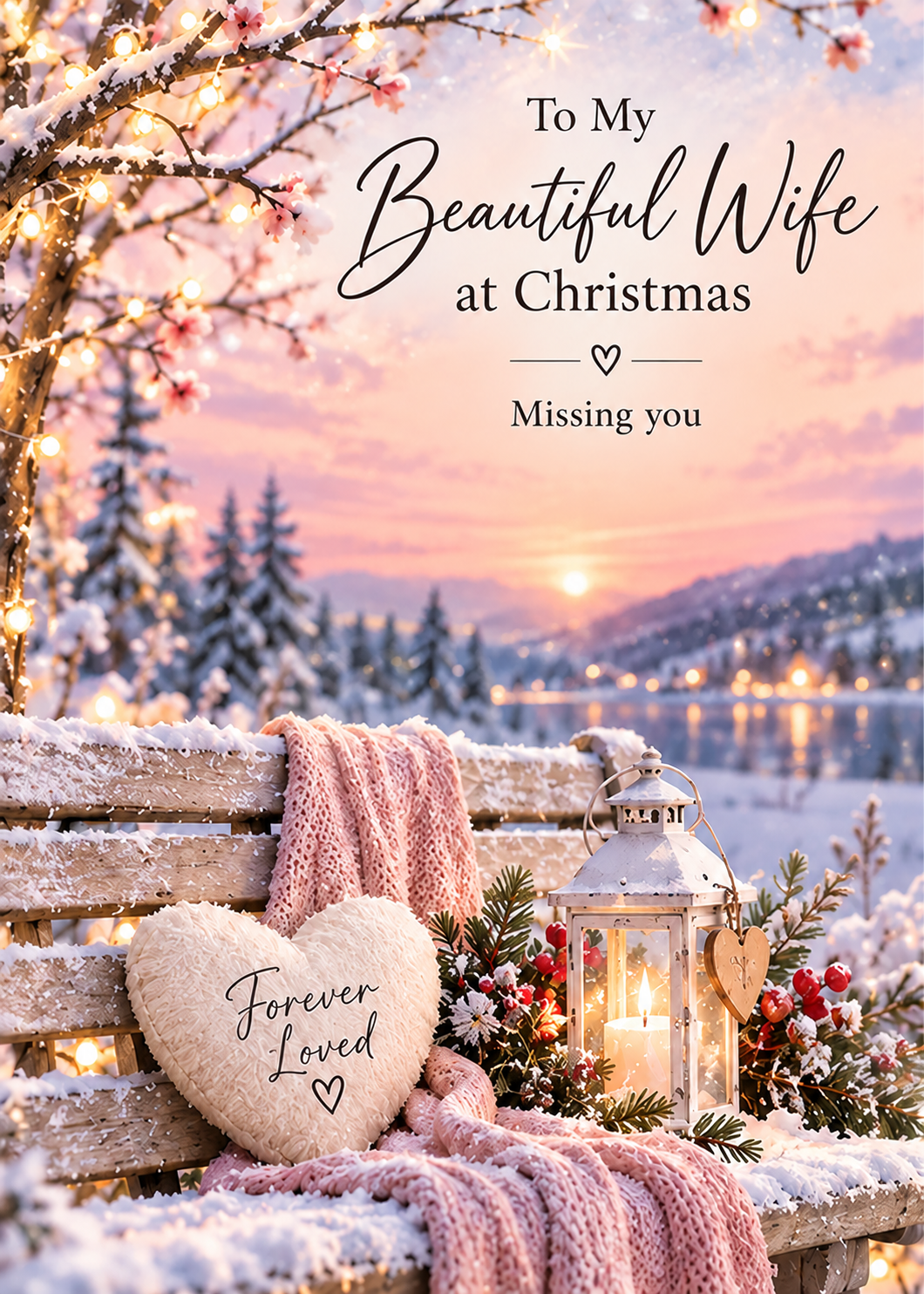 Christmas Card for Wife in Heaven – Winter Bench