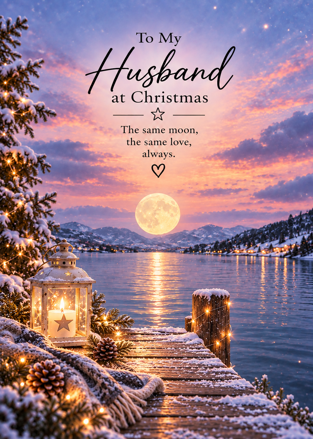 Christmas Card for Husband in Heaven – Moonlit Lakeside