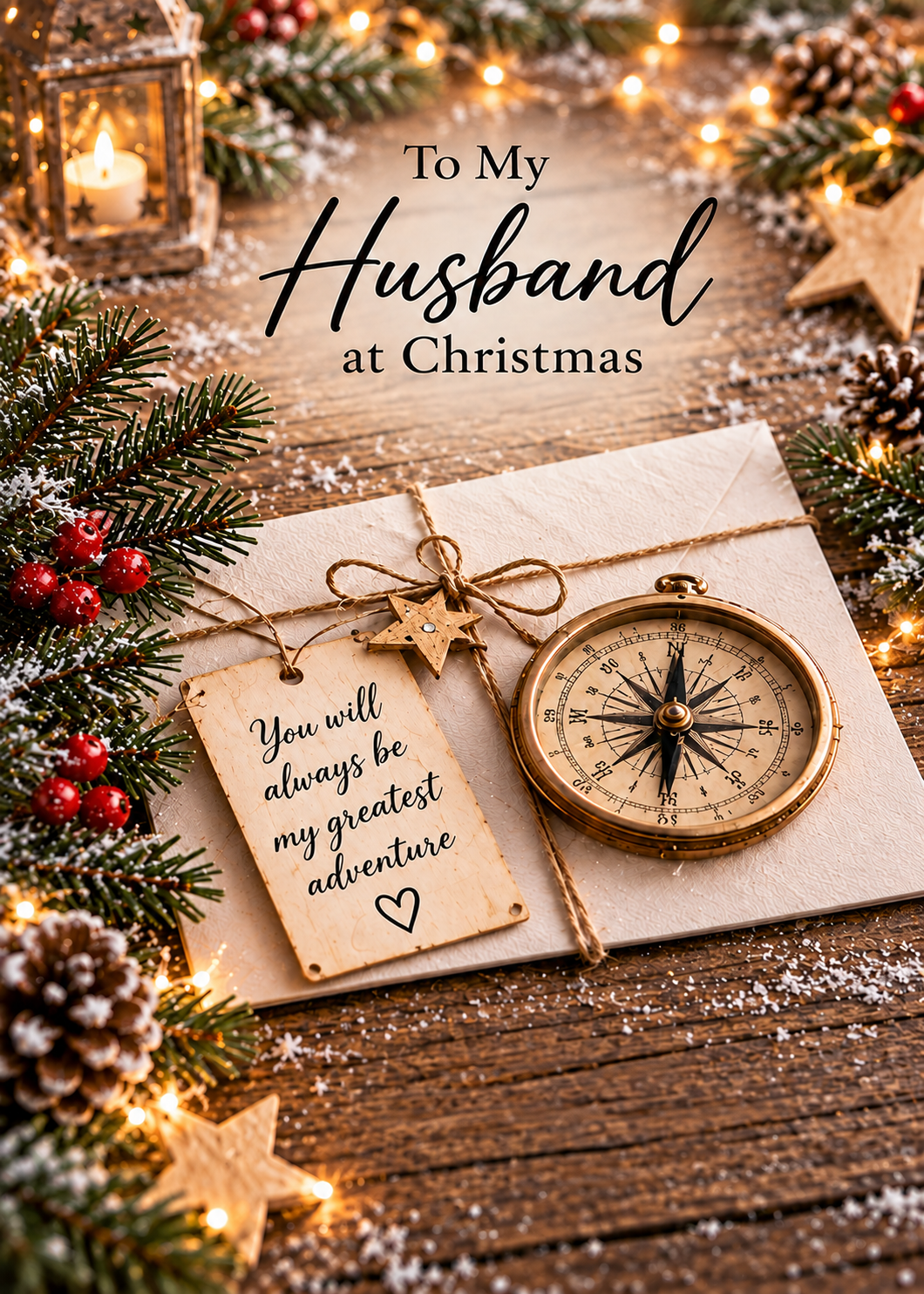 Christmas Card for Husband in Heaven – Compass and Letter
