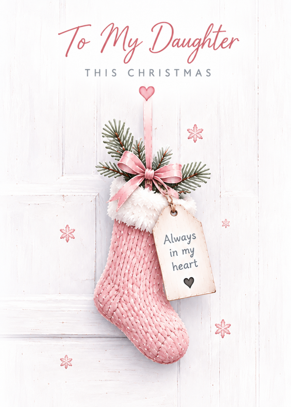 Christmas Card for Daughter in Heaven – Pink Stocking