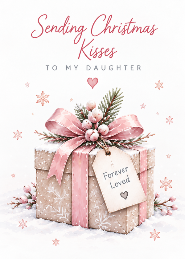 Christmas Card for Daughter in Heaven – Pink Christmas Gift