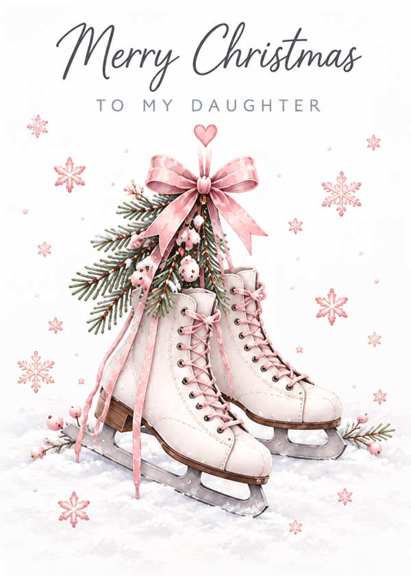 Christmas Card for Daughter in Heaven – Pink Ice Skates