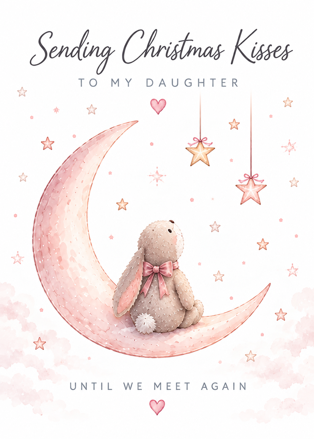 Christmas Card for Daughter in Heaven – Bunny on Pink Moon