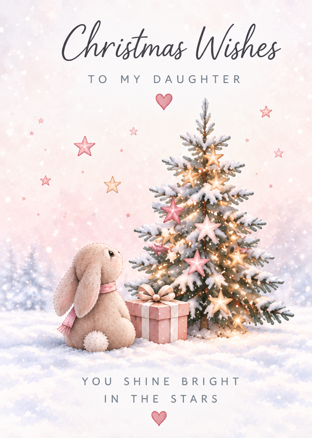 Christmas Card for Daughter in Heaven – Bunny and Christmas Tree
