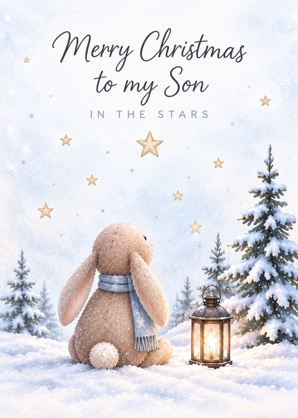 Christmas Card for Son in Heaven – Bunny in the Snow