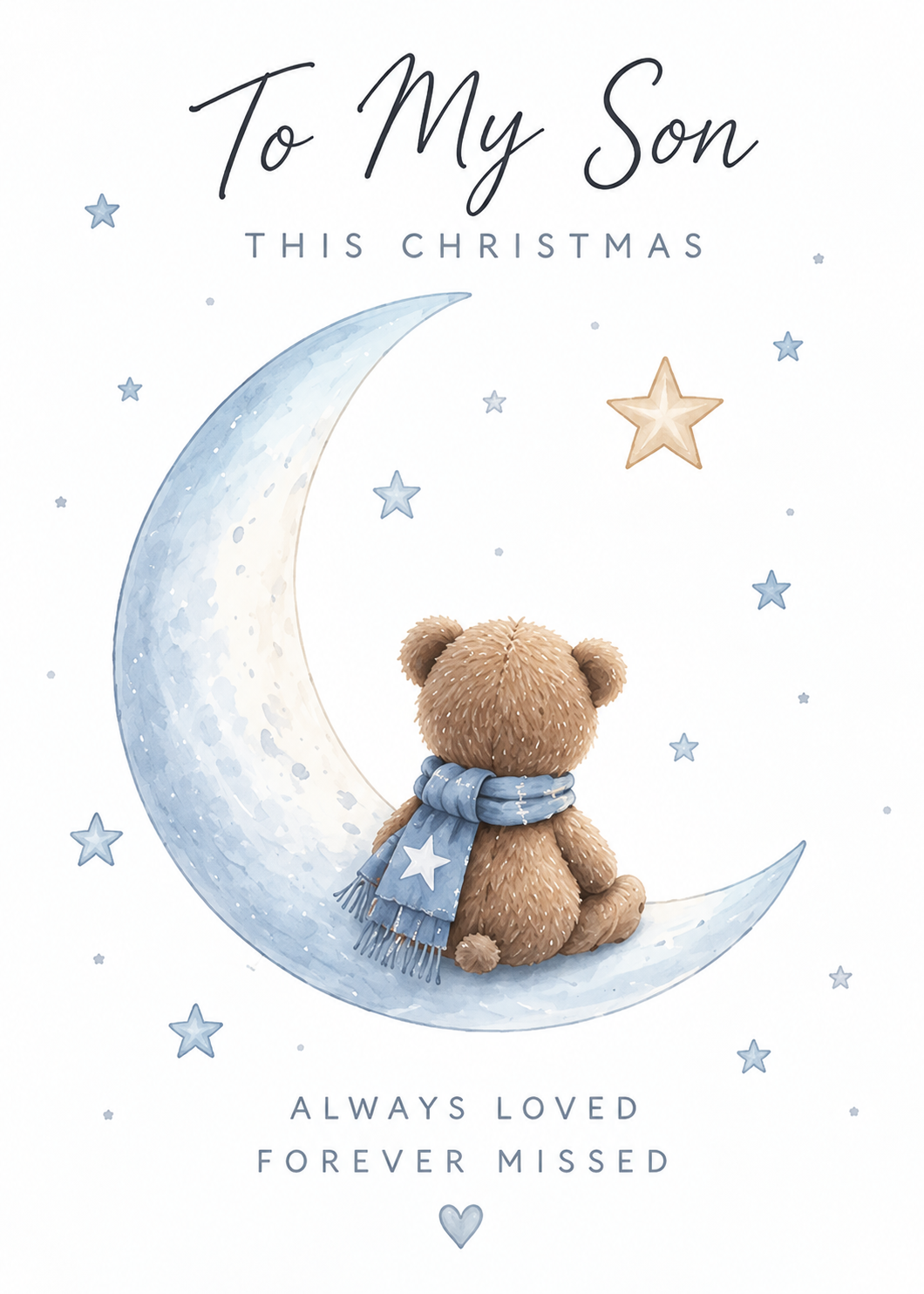 Christmas Card for Son in Heaven – Teddy on the Moon