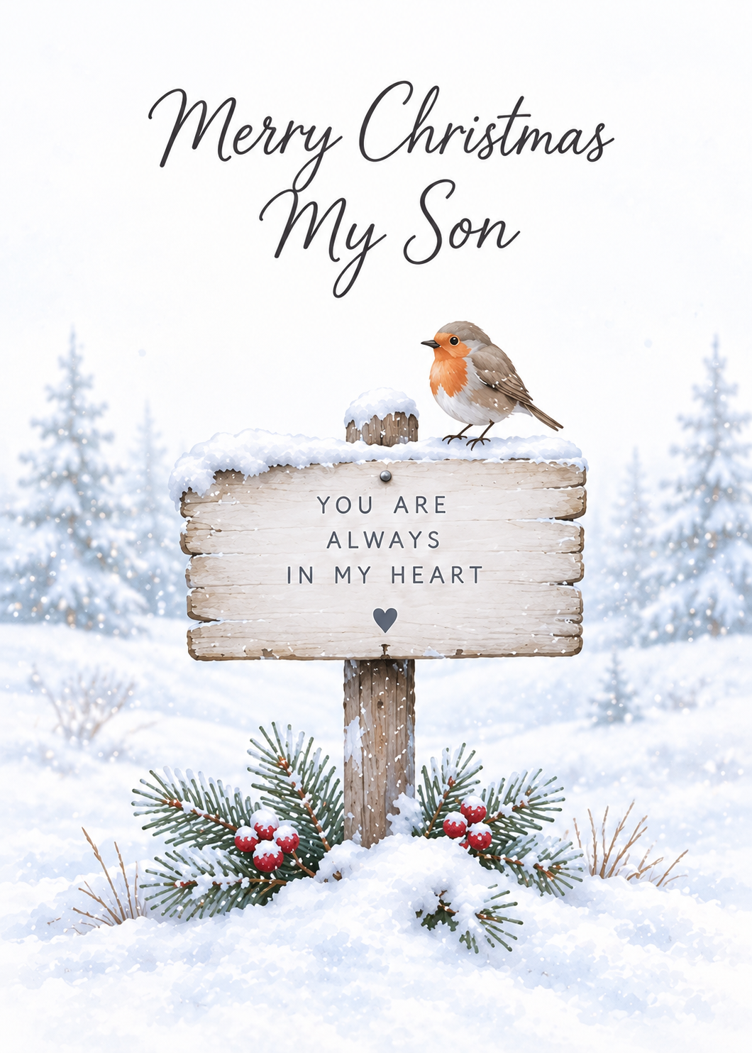 Christmas Card for Son in Heaven – Robin and Sign
