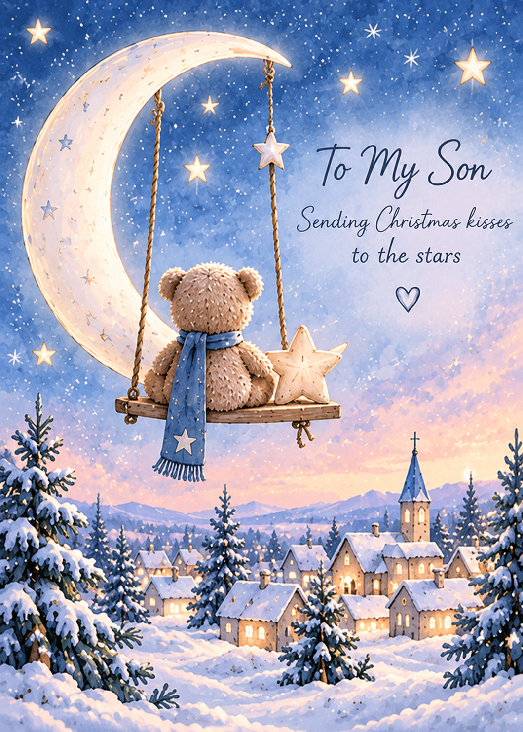 Christmas Card for Son in Heaven – Moon Swing Teddy