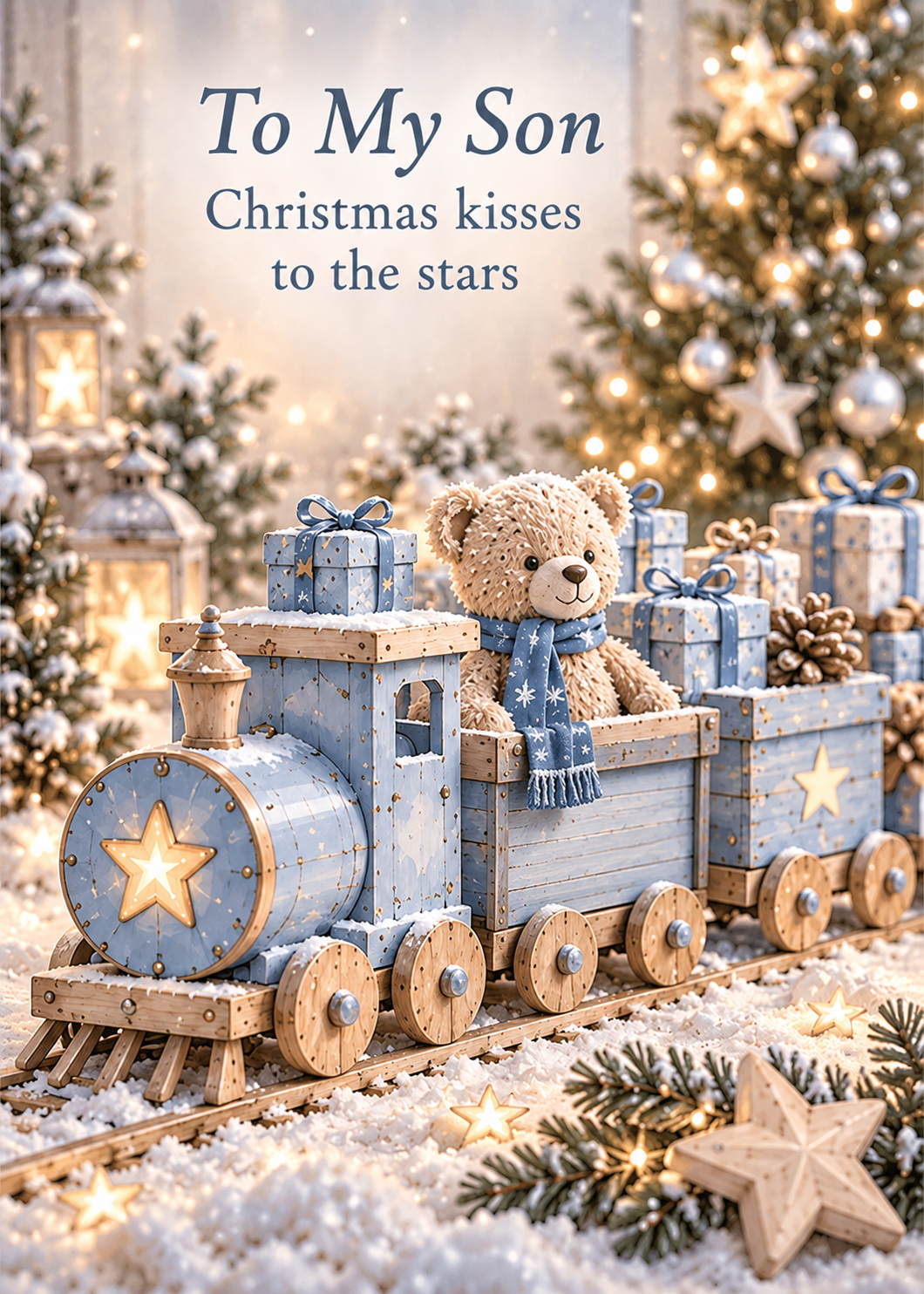 Christmas Card for Son in Heaven – Teddy Train