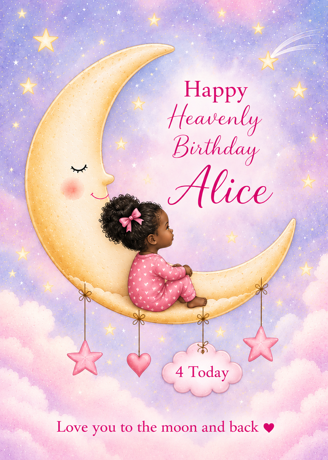 Personalised Birthday Card for Daughter – Moon and Stars