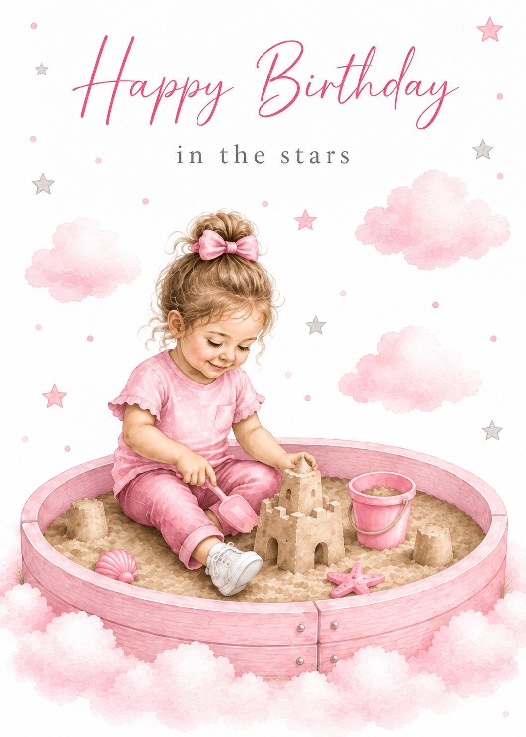 Birthday Card for Daughter – Pink Sandpit in the Stars