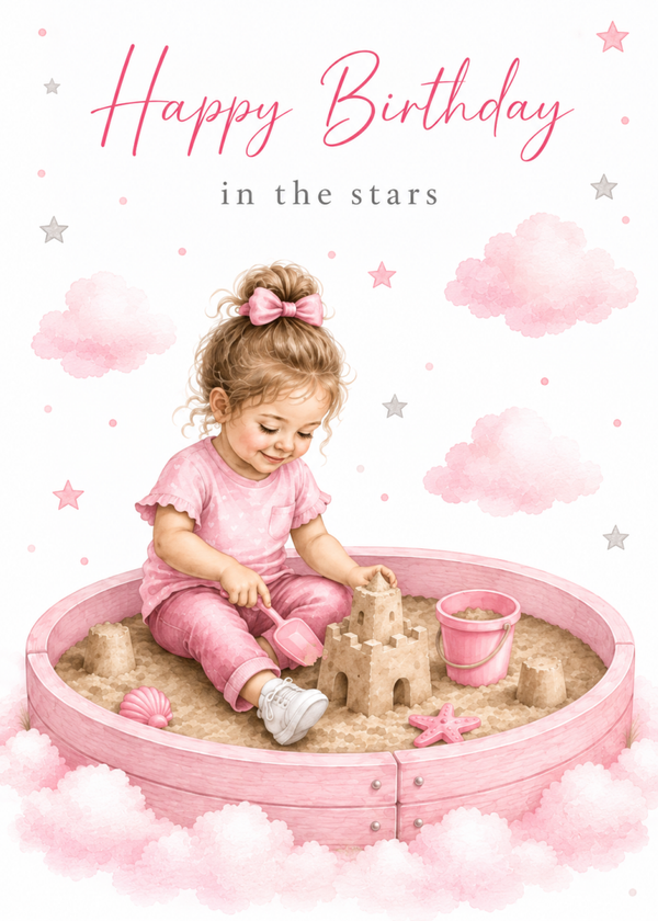 Birthday Card for Daughter – Pink Sandpit in the Stars