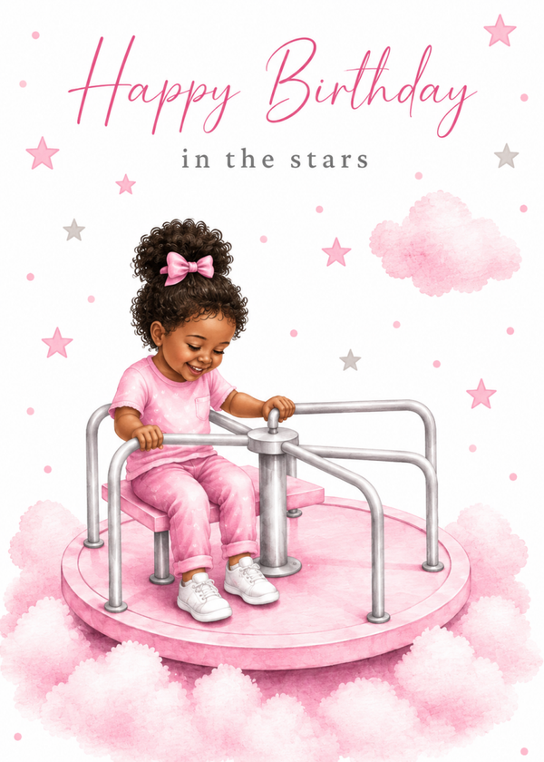 Birthday Card for Daughter – Pink Roundabout in the Stars