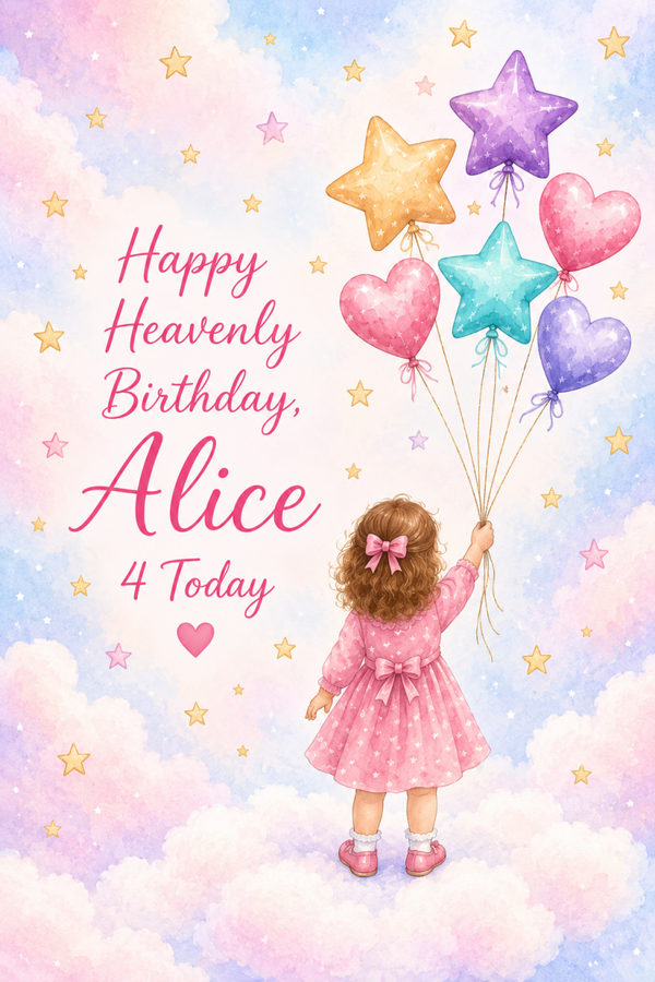 Personalised Birthday Card for Daughter – Star Balloons