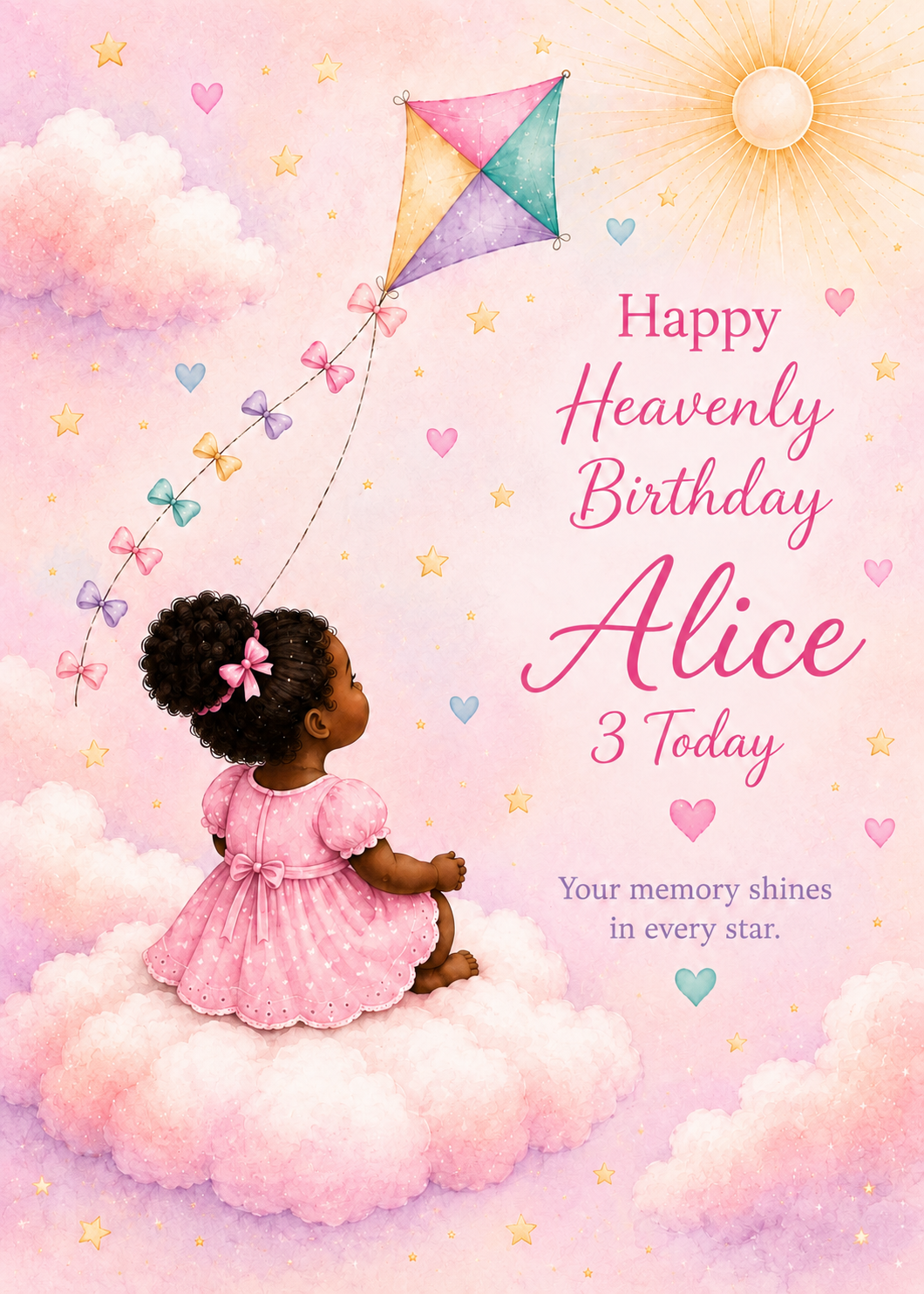 Personalised Birthday Card for Daughter – Girl with Kite