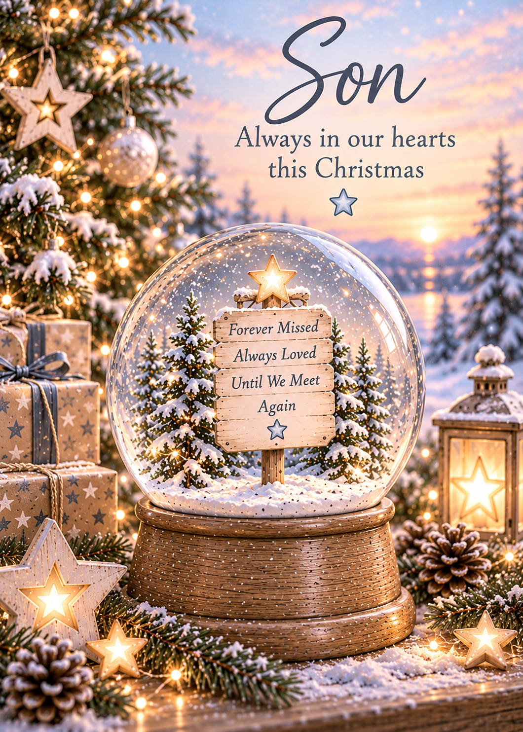 Christmas Card for Son in Heaven – Snow Globe