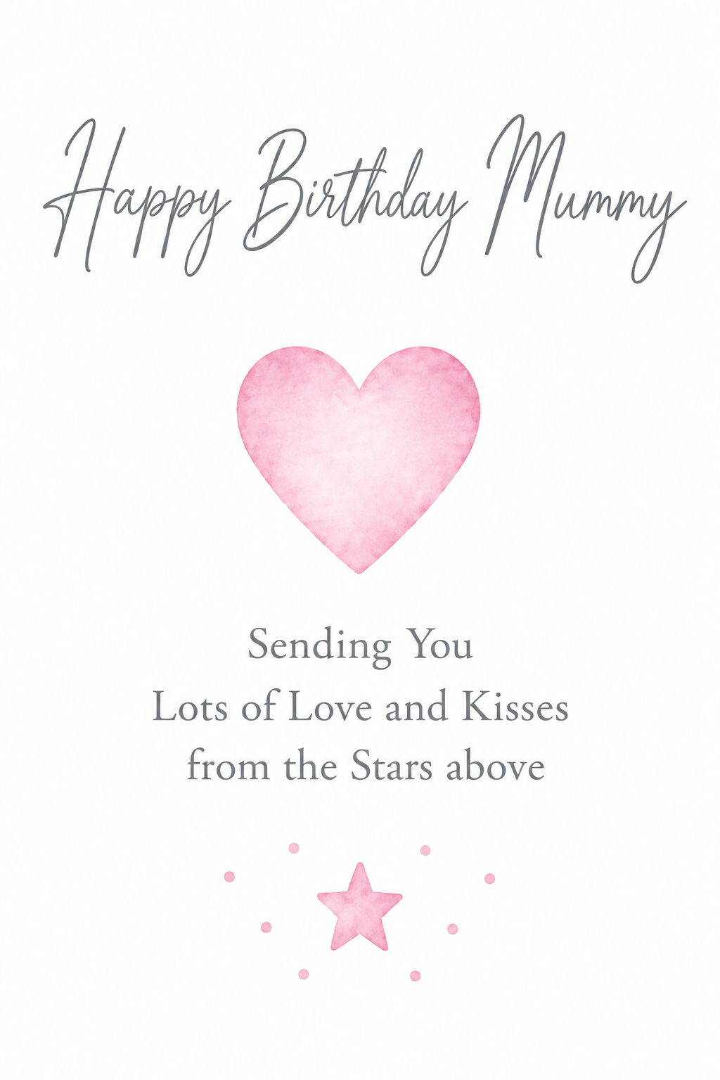 Birthday Card for Mummy – Pink Heart and Star