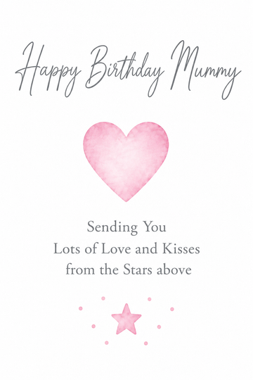 Birthday Card for Mummy – Pink Heart and Star