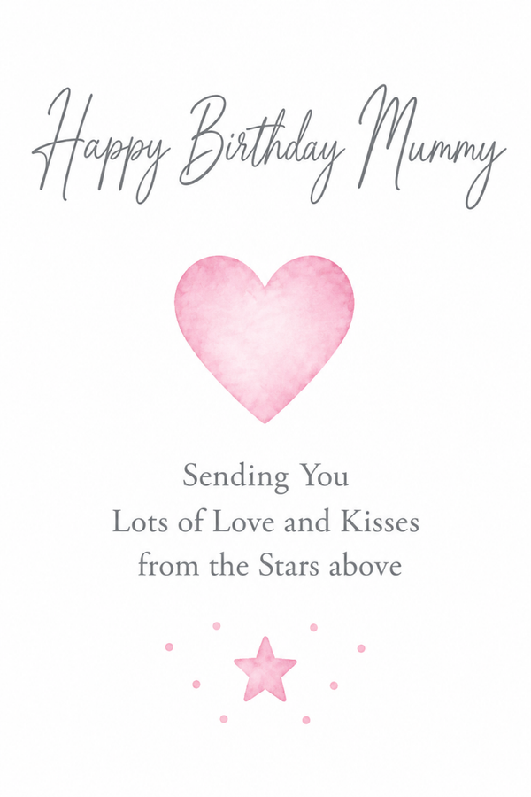 Birthday Card for Mummy – Pink Heart and Star