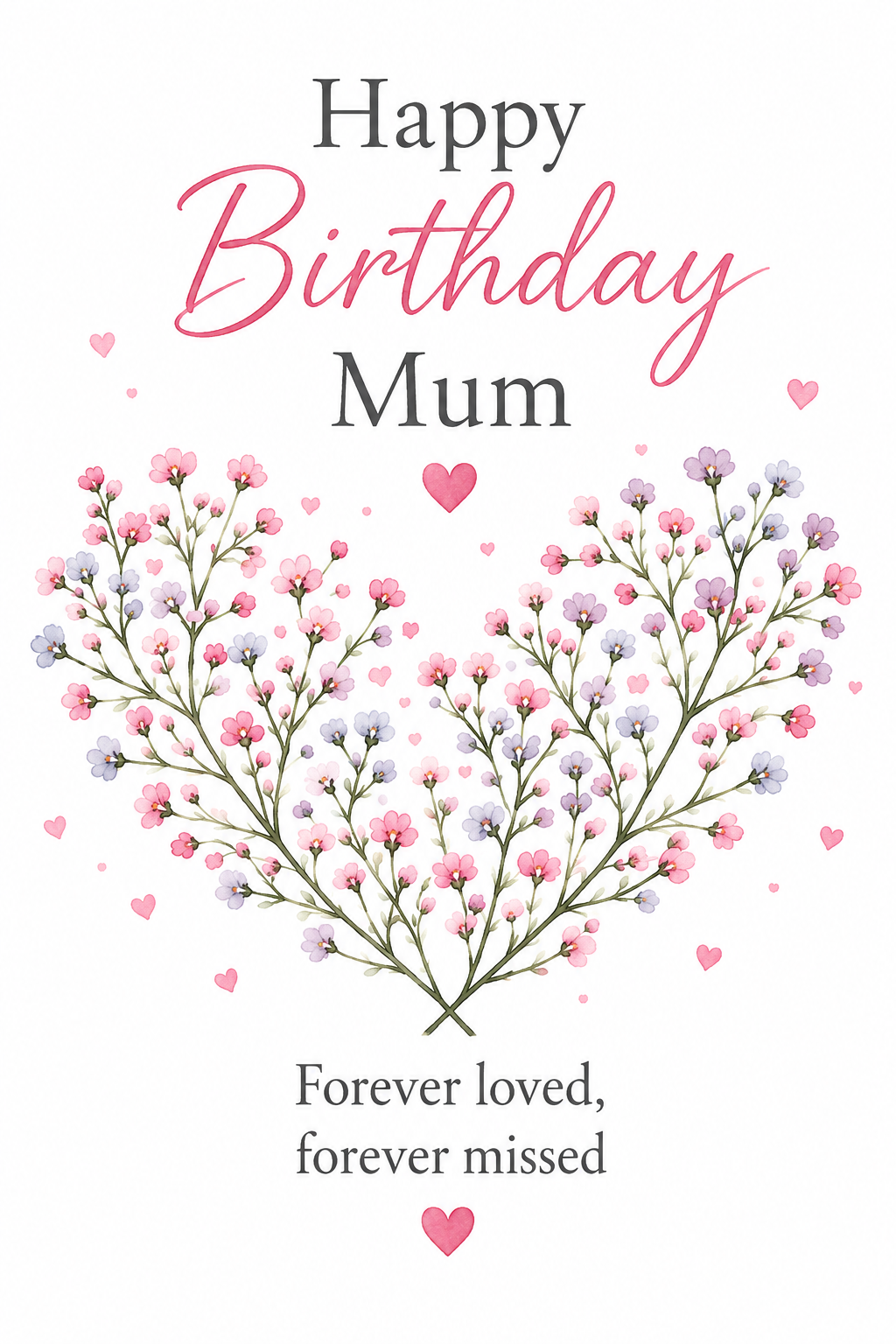 Birthday Card for Mum – Floral Heart Remembrance