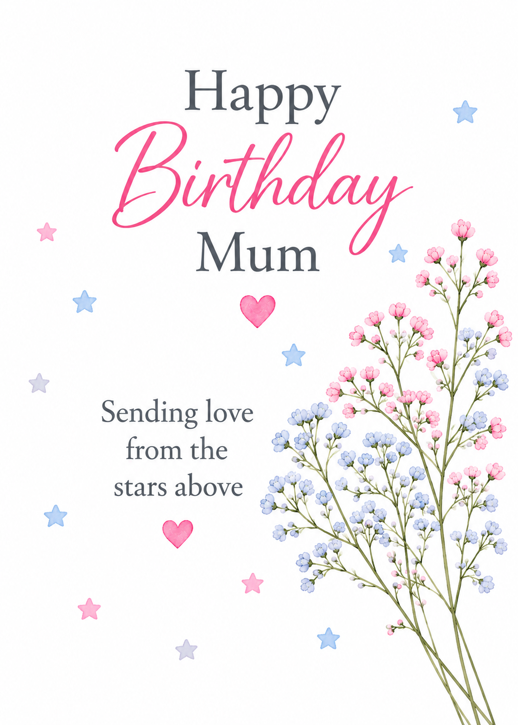 Birthday Card for Mum from Heaven – Baby’s Breath Flowers