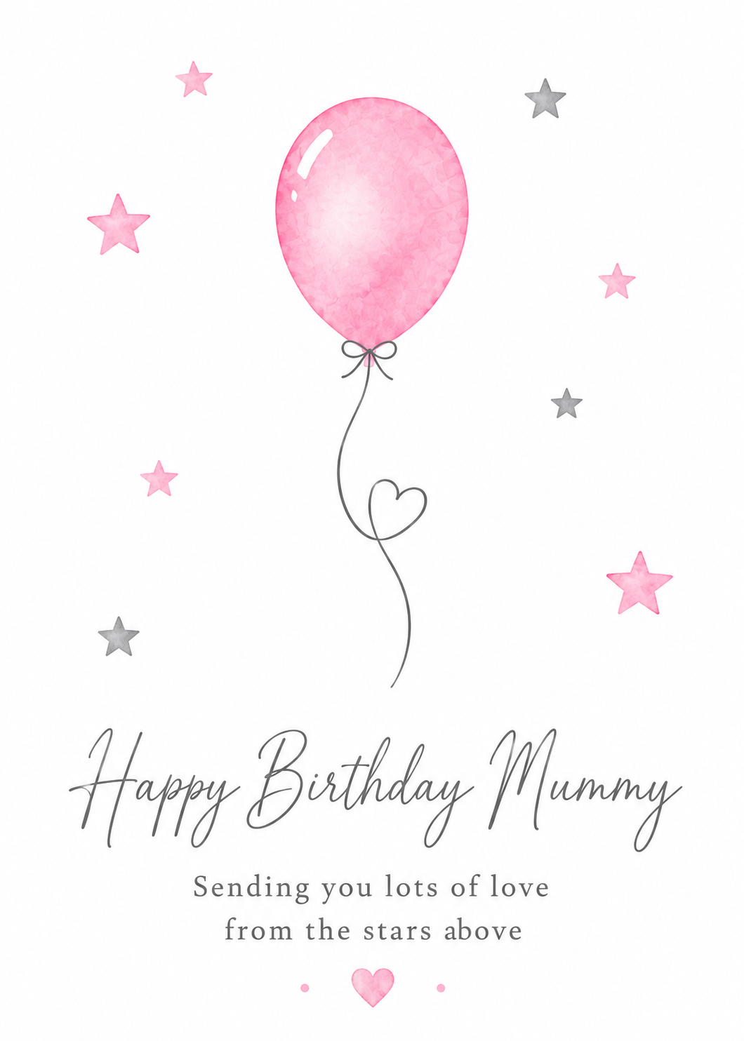 Birthday Card for Mummy from Heaven – Pink Balloon