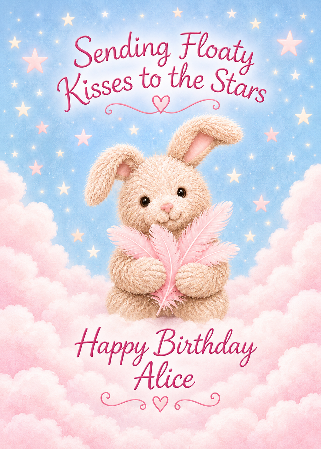 Personalised Birthday Card for Daughter in Heaven – Bunny
