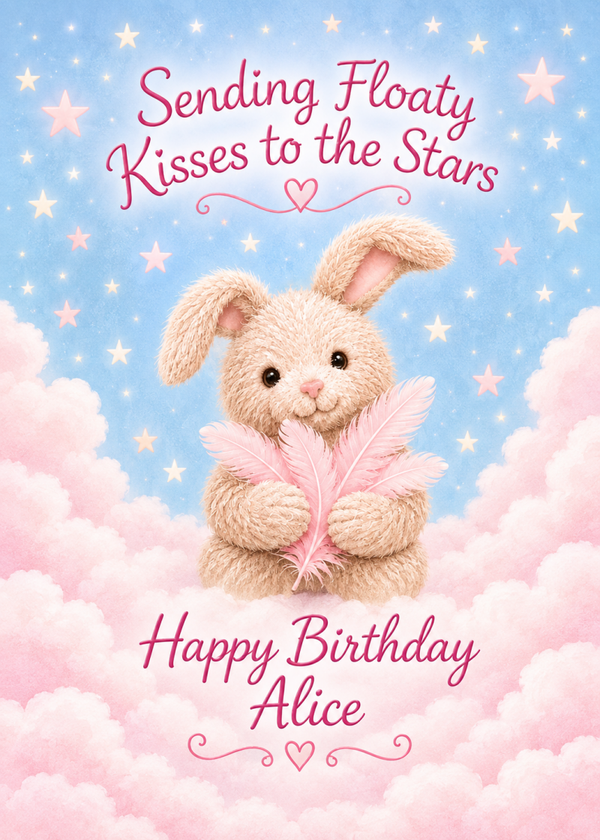 Personalised Birthday Card for Daughter in Heaven – Bunny