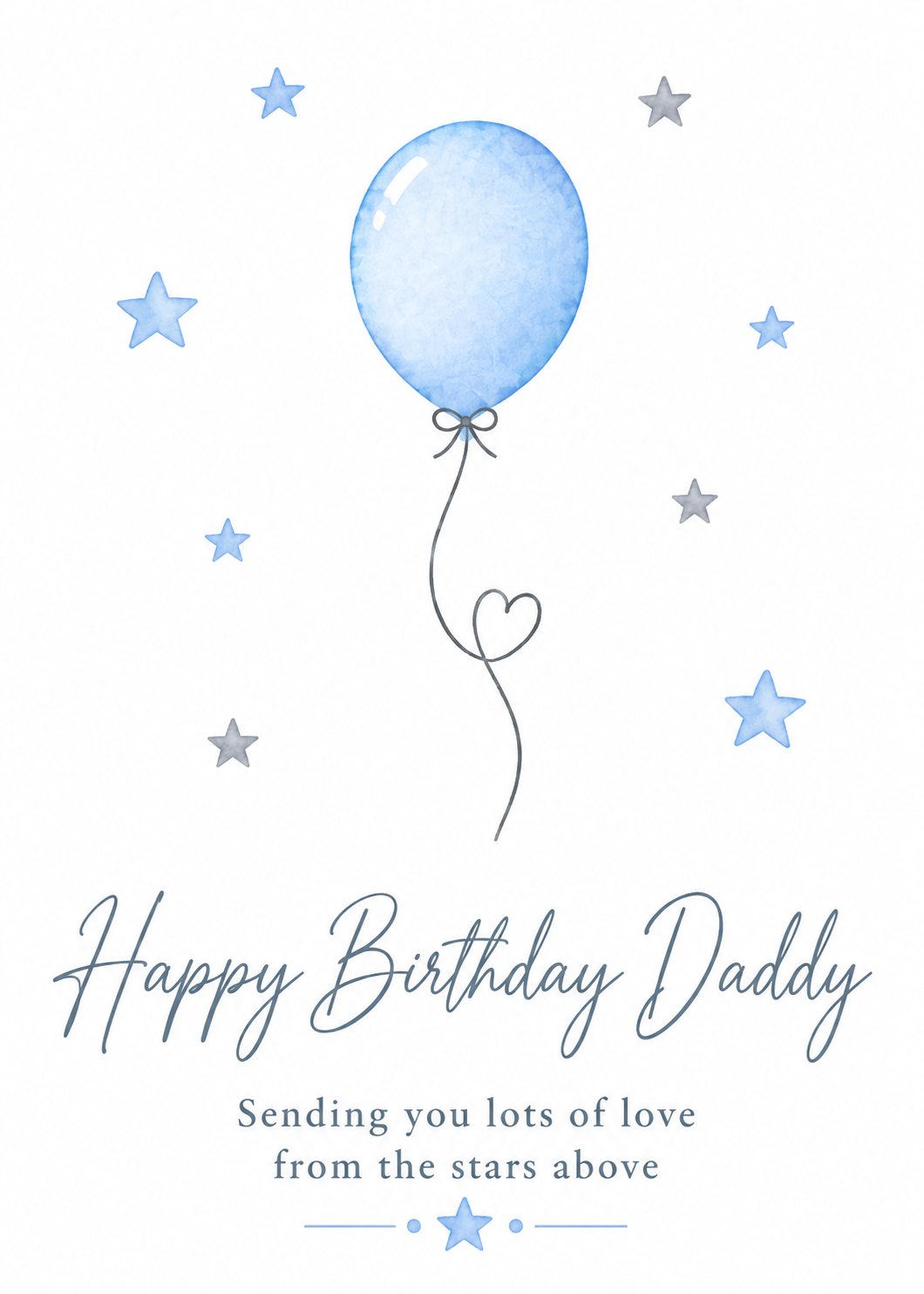 Happy Birthday Daddy Card – Blue Balloon from the Stars