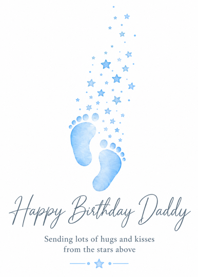 Birthday Card for Daddy from the Stars – Blue Footprints