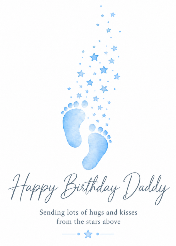 Birthday Card for Daddy from the Stars – Blue Footprints