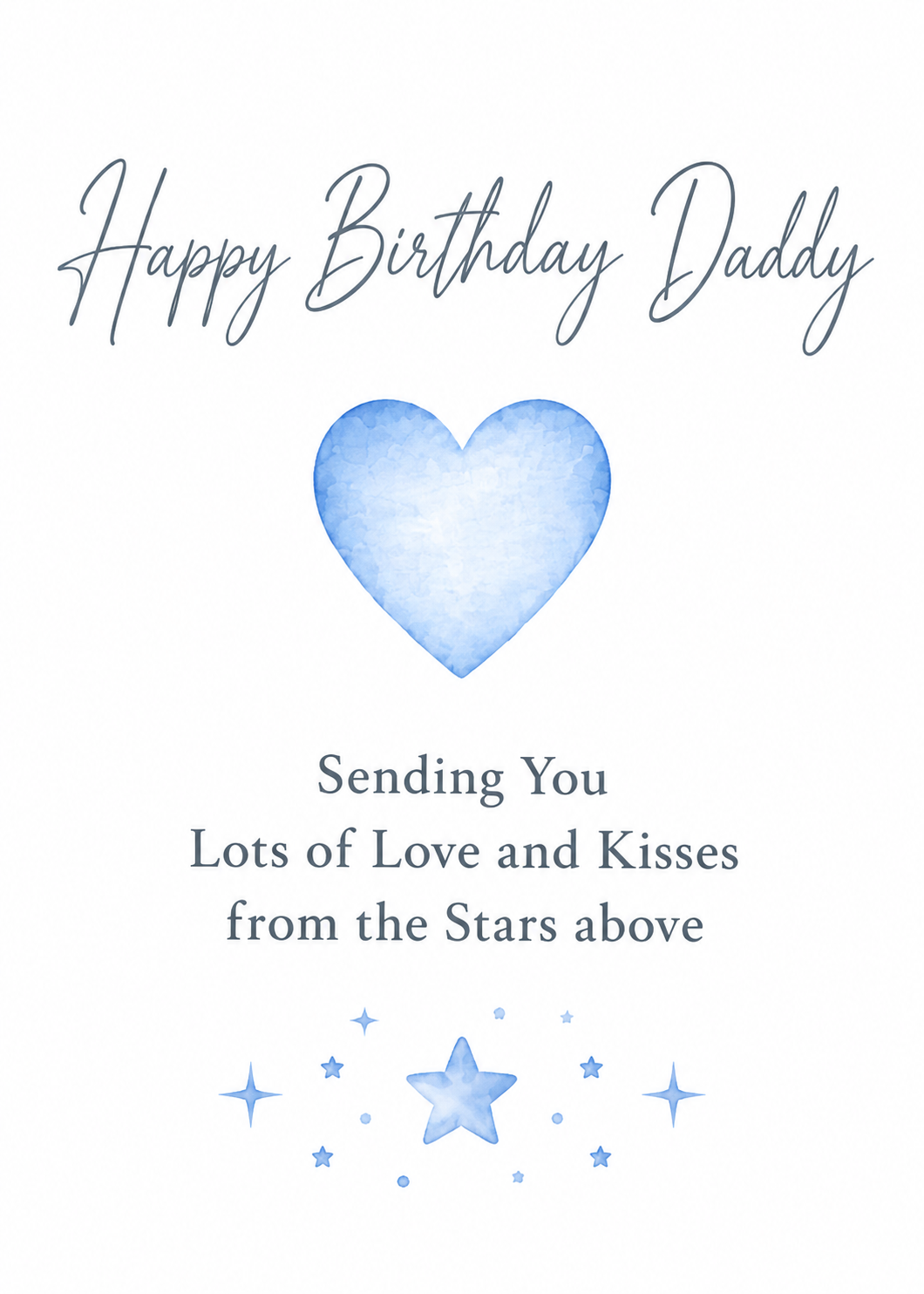 Heavenly Birthday Card for Daddy – Blue Heart