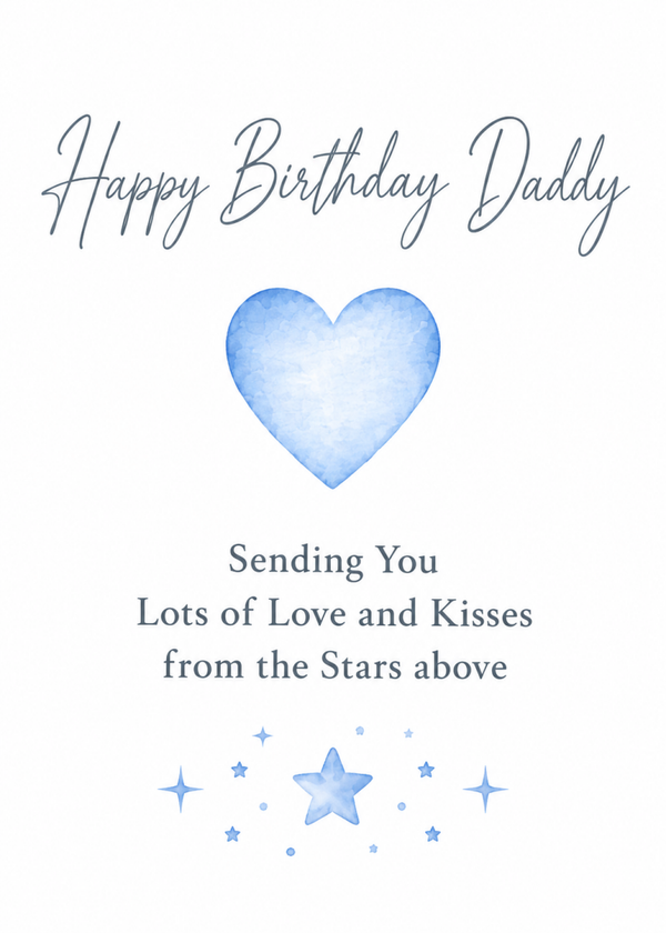 Heavenly Birthday Card for Daddy – Blue Heart