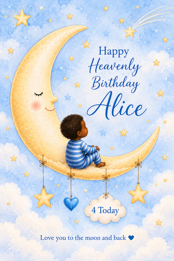 Personalised Birthday Card for Son – Moonlit Sky