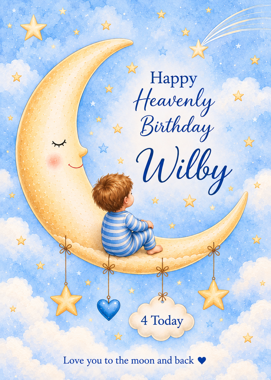 Personalised Birthday Card for Son – Moon and Stars