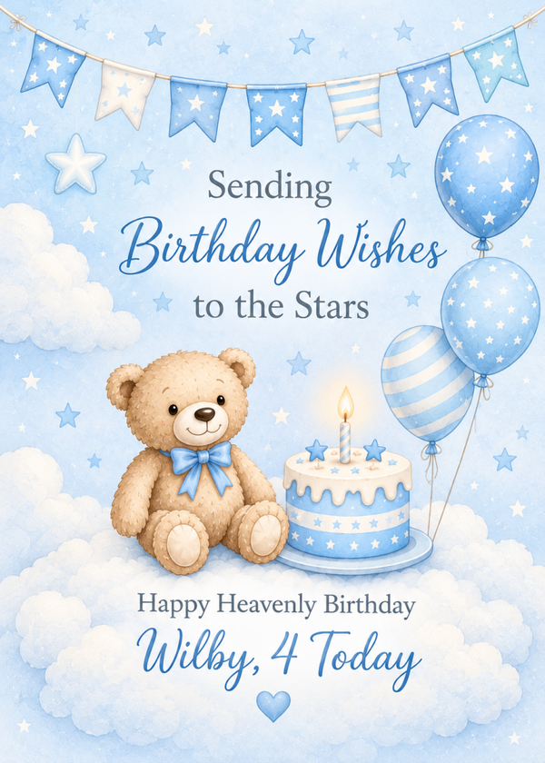 Personalised Birthday Card for Son – Teddy and Birthday Cake