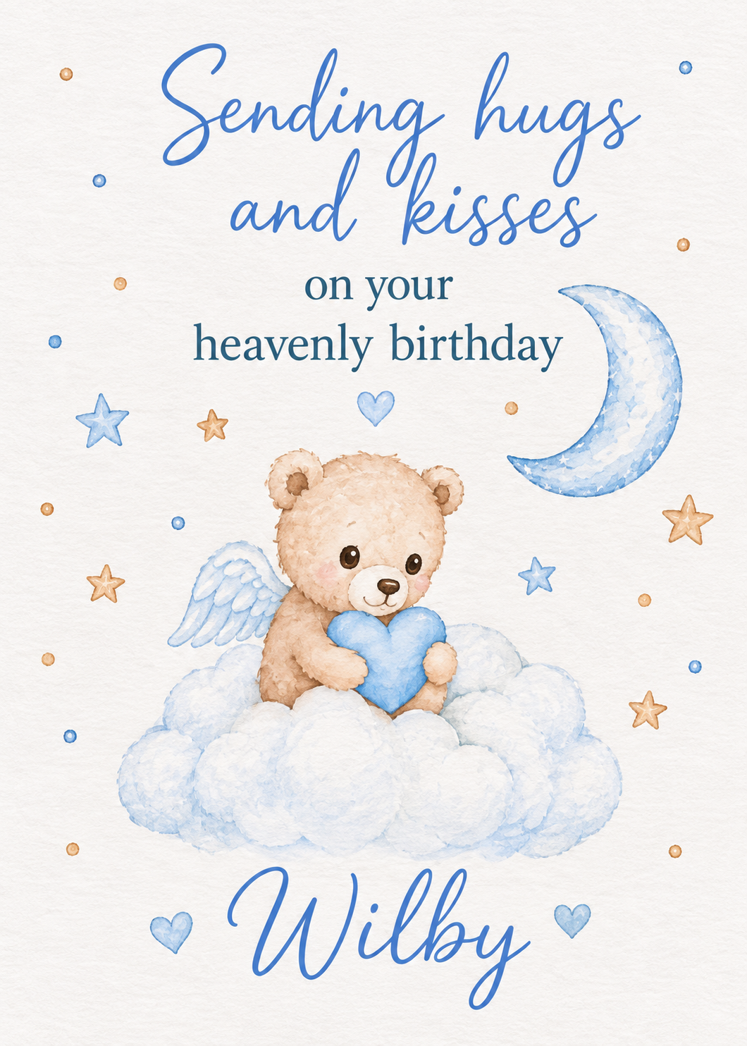 Personalised Birthday Card for Son – Teddy on a Cloud