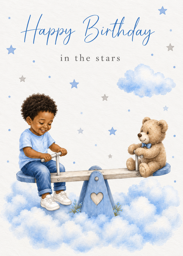 Heavenly Birthday Card for a Son – Seesaw in the Stars