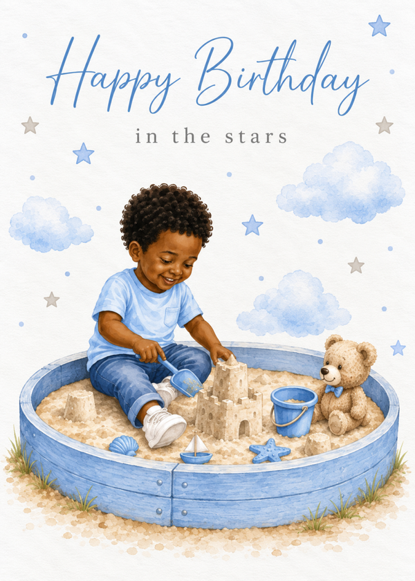 Heavenly Birthday Card for a Son – Sandpit in the Stars