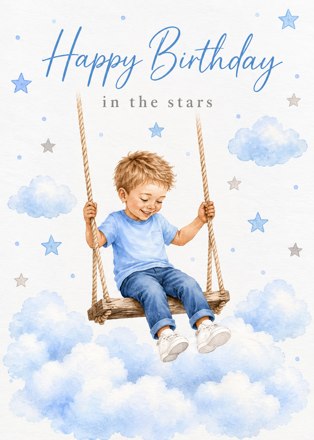 Birthday Card for Son – Swinging Among the Stars