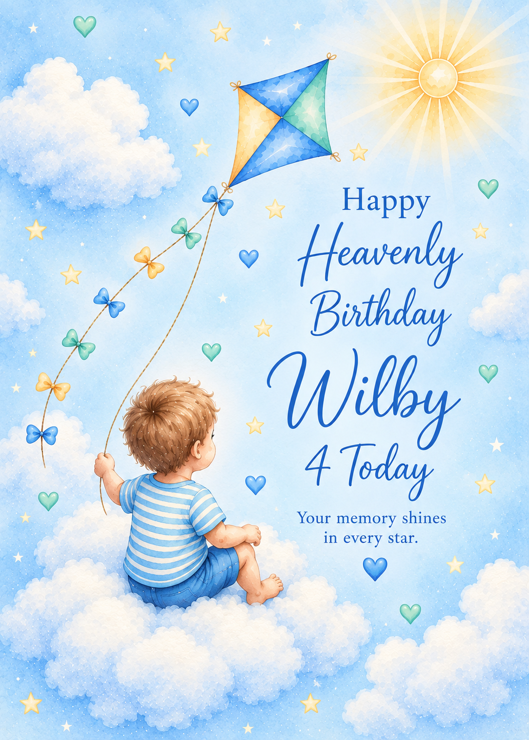 Personalised Birthday Card for Son – Flying a Kite