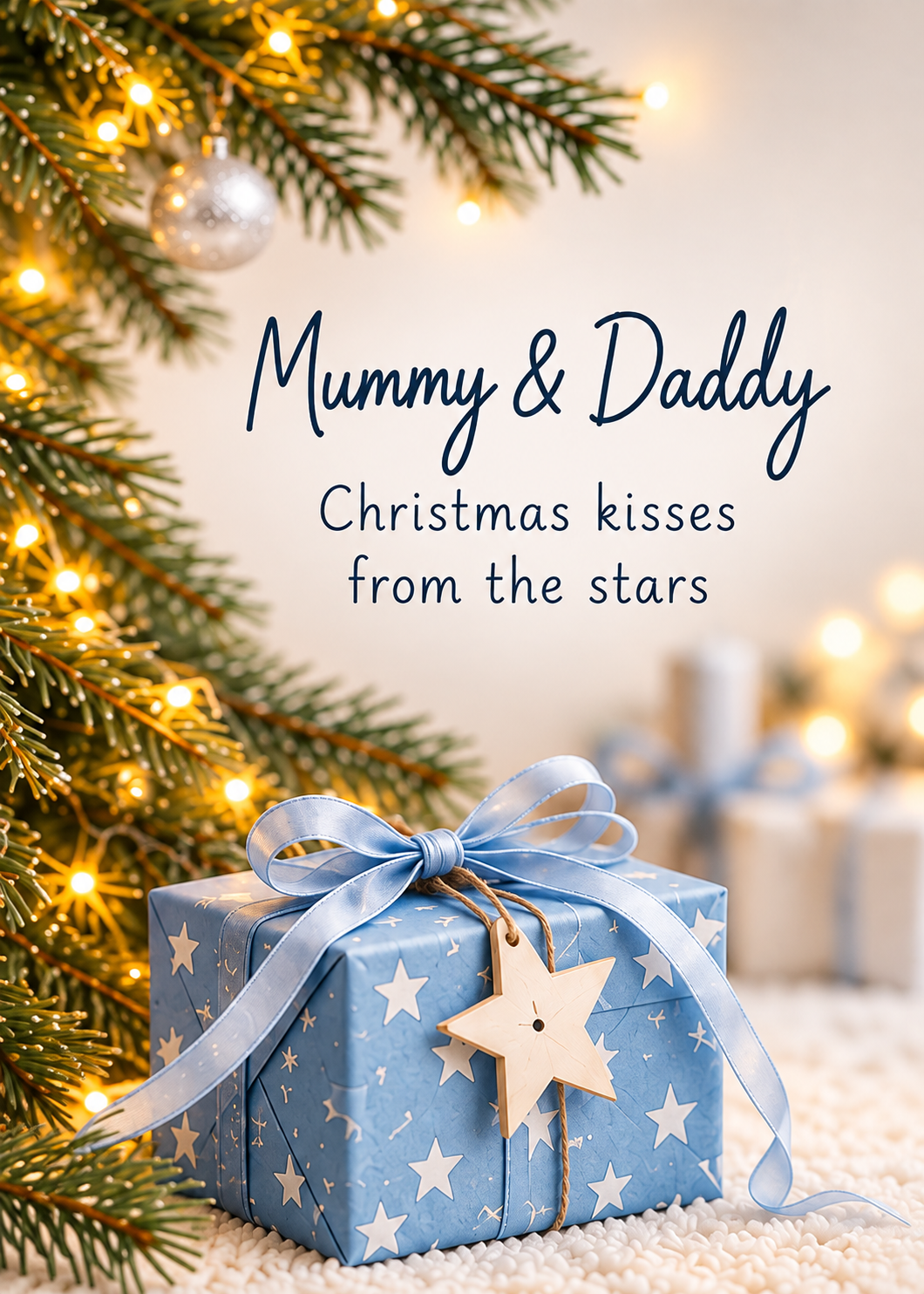 Christmas Card for Mummy & Daddy – Blue Wrapped Christmas Gifts