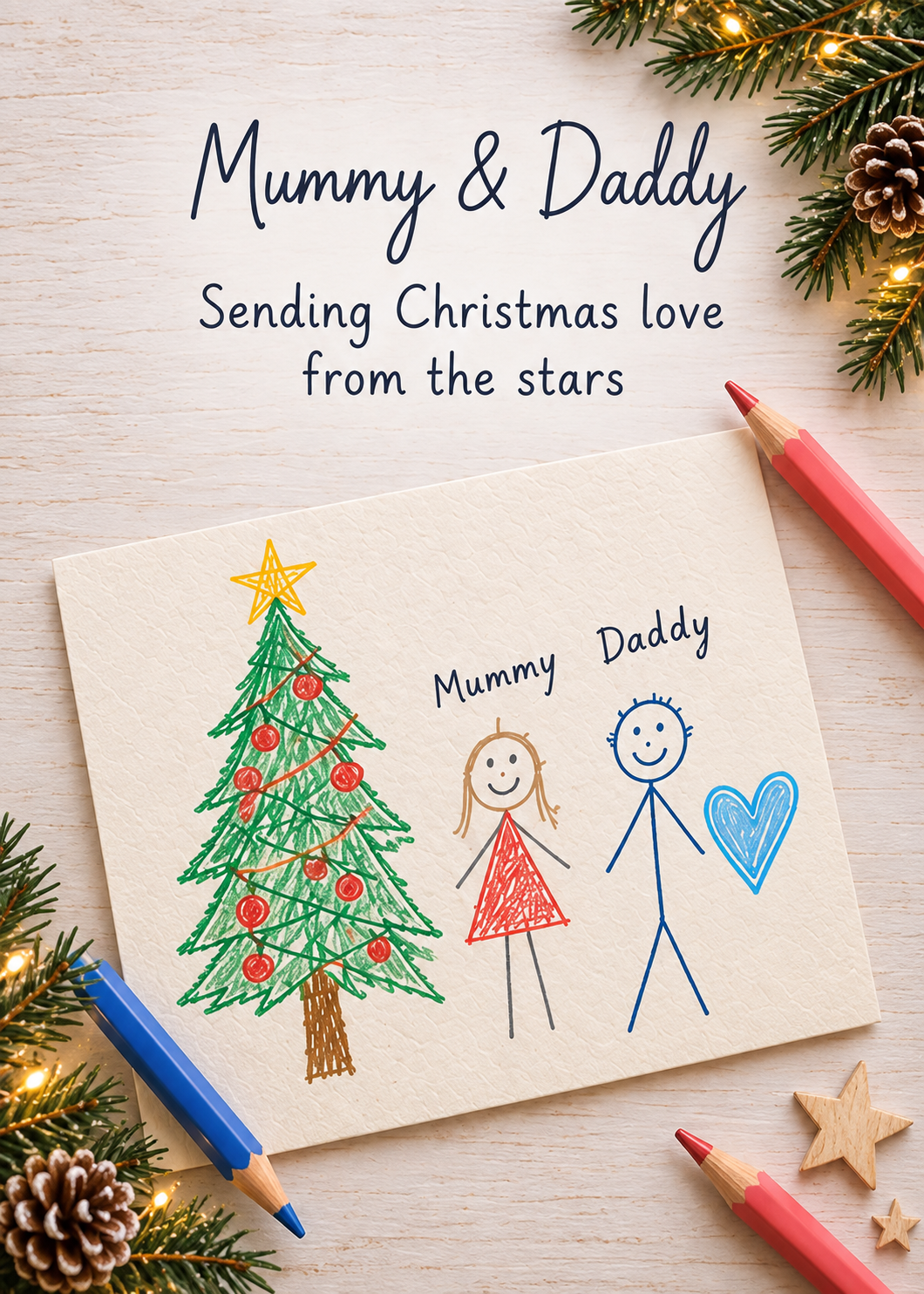 Christmas Card for Mummy & Daddy – Child’s Christmas Drawing