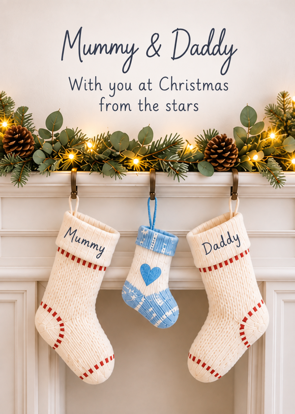 Christmas Card for Mummy & Daddy – Family Christmas Stockings