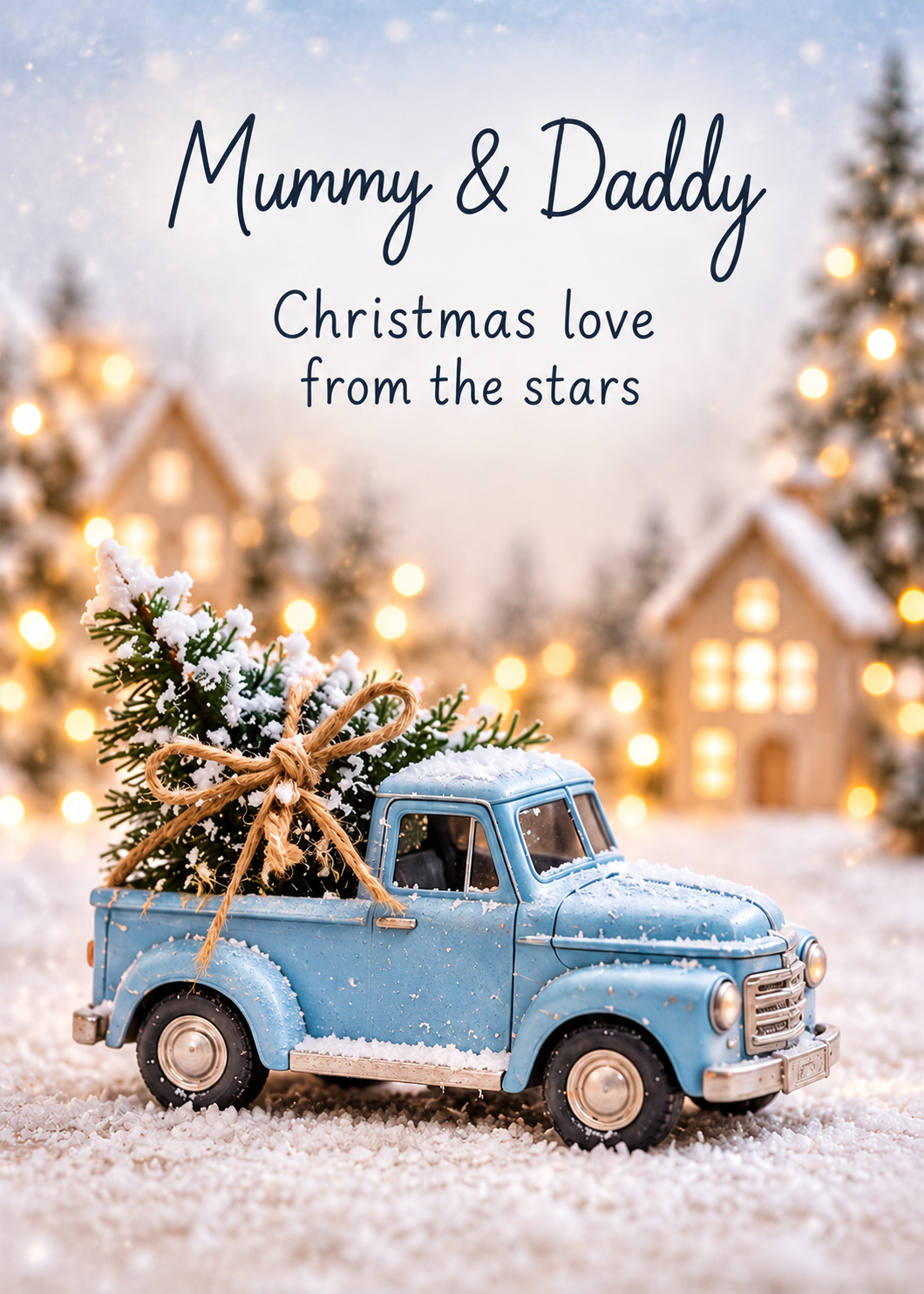 Christmas Card for Mummy & Daddy – Blue Christmas Truck