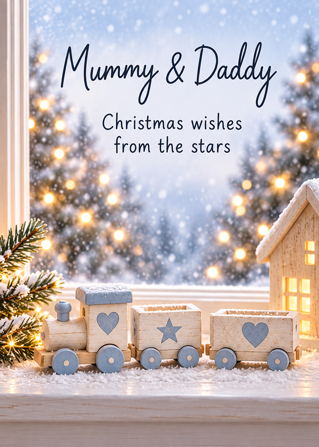 Christmas Card for Mummy & Daddy – Wooden Toy Train