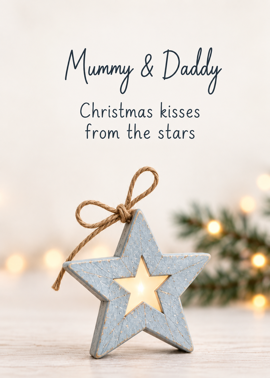 Christmas Card for Mummy & Daddy – Blue Hanging Star