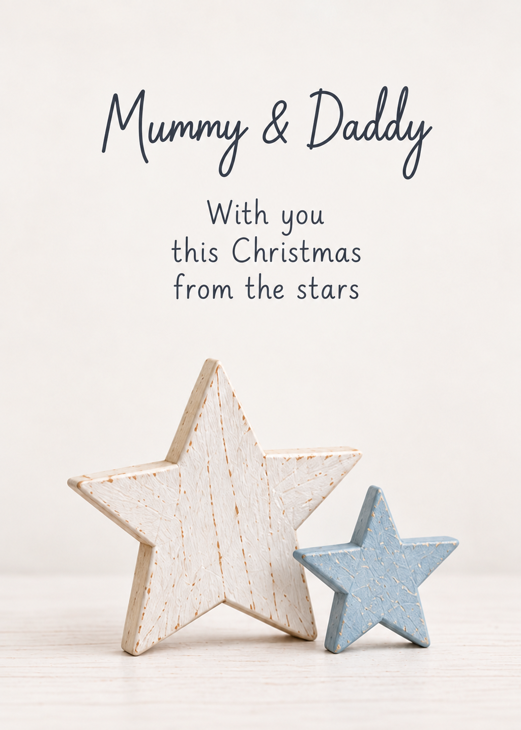 Christmas Card for Mummy & Daddy – Two Wooden Stars